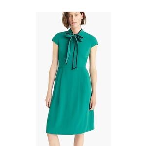J.Crew Kelly Green Navy Tie-Neck Spring Classic Career Pencil Dress